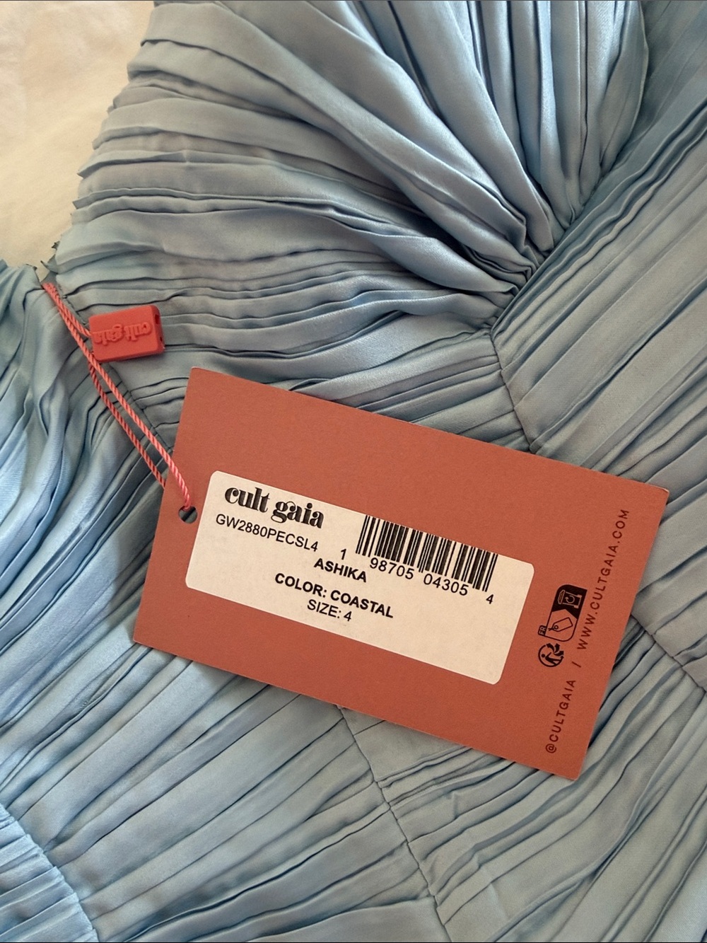 cult gaia Strapless Pleated Midi Dress in Sky Blue - Picture 3 of 3